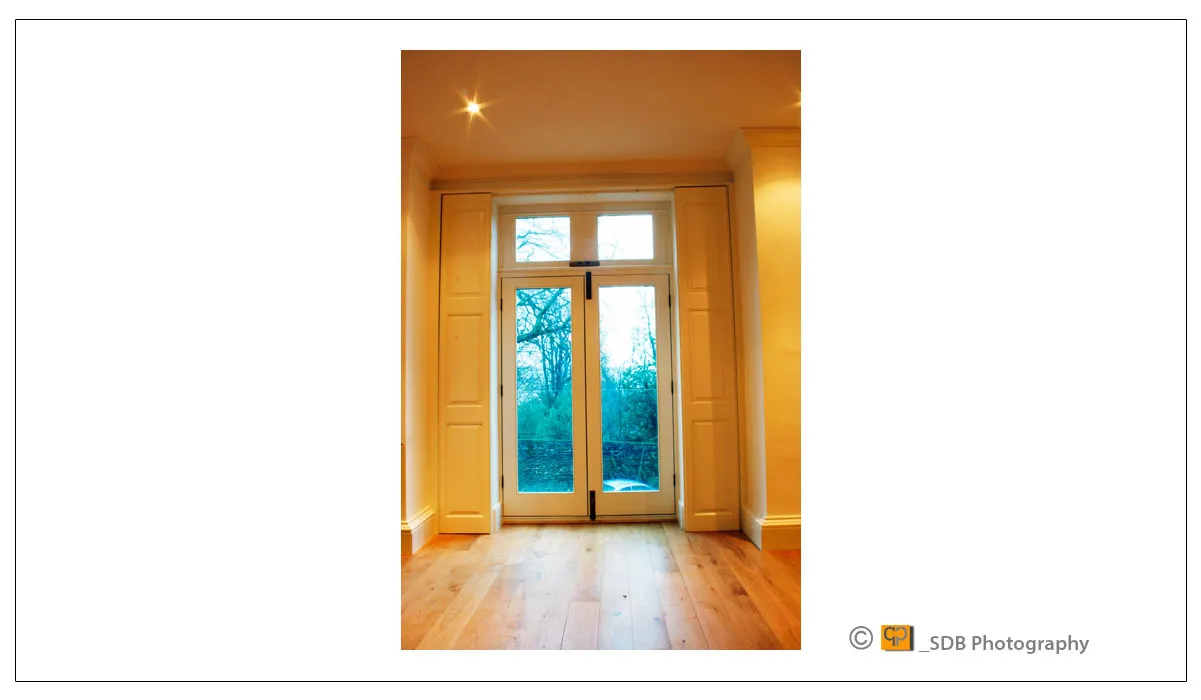 Bi-folding doors and window shutters open